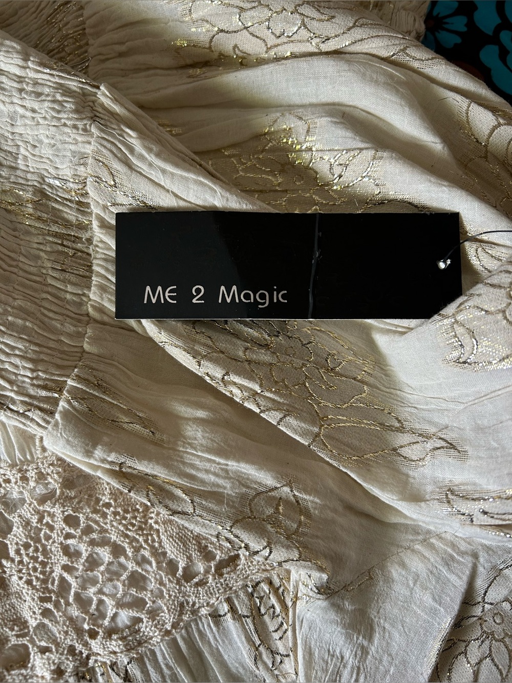 Boho Me 2 Magic White Metallic Lace Tassel Tie Anthropologie Dress Size Large - Picture 3 of 4
